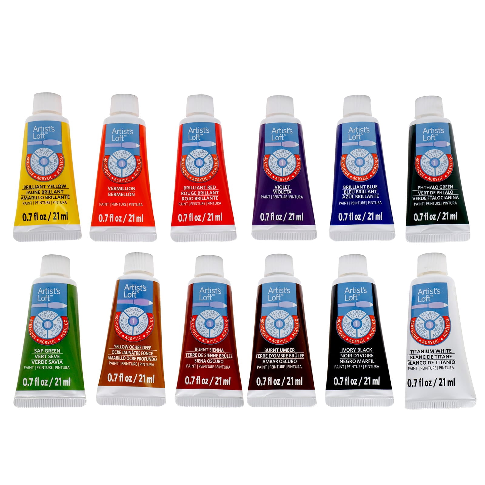 Basics Acrylic Paints by Artist's Loft - Assorted Water-Based - Fast-Drying - Smooth Consistency – Ideal for Beginners and Craft Projects - 16 Pack
