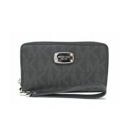 Michael Kors Jet Set Item Large Flat Multifunction Phone Wristlet Case, Black