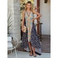 thumbnail image 6 of Women Wild Floral Print Backless Sexy Beach Bohemian Maxi Dress Lady High-Low Tassel Strapless Vacation Boho Dress, 6 of 6