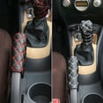 thumbnail image 5 of NIBOLOG Faux Leather Shift Knob Cover - 2Pcs/Set Car Interior Decor, 5 of 8