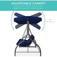 thumbnail image 6 of CHAUKY 3-Seat Outdoor Large Converting Canopy Swing Glider, Patio Hammock Lounge Chair for Porch, Backyard w/Flatbed, Adjustable Shade, Removable Cushions - Navy, 6 of 7