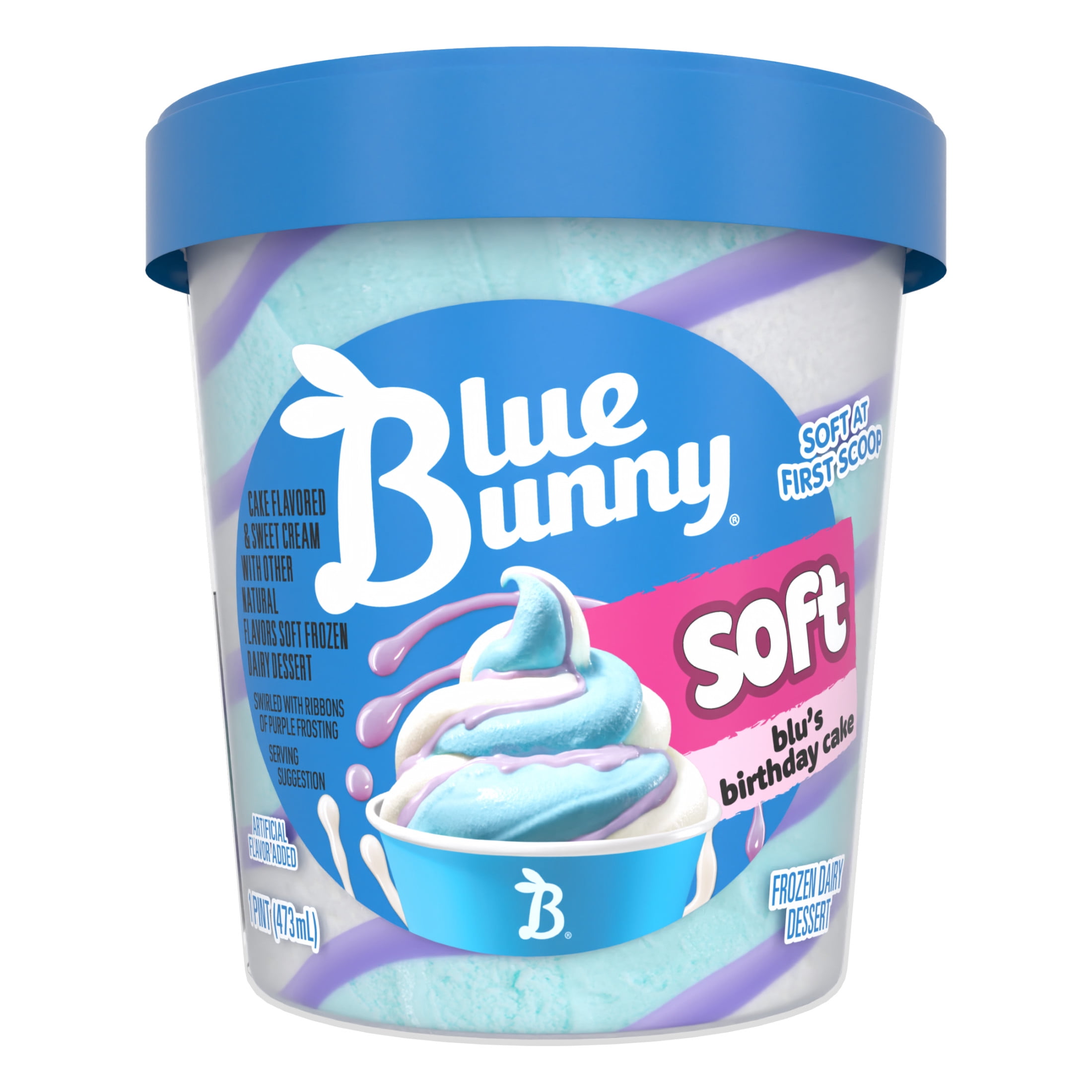 Blue Bunny Soft Blu's Birthday Cake Frozen Dessert, 16 fl oz Pint