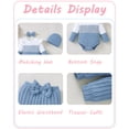 thumbnail image 5 of 3 Months Baby Girls Clothes 6 Months Girls 4PCS Fall Winter Outfits Set Newborn Girls Long Sleeve Color-blocked Top Pants Set with Headband Hat Blue, 5 of 6
