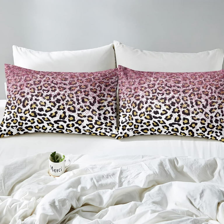 Pink Leopard Print Comforter Set Queen Size,Cheetah Bedding Set 3pcs for  Kids Teens Girls Adults Room Decor,Wild Animal Skin Texture Quilt Set  Romantic Fashion Duvet Insert with 2 Pillowcases : : Home