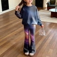 thumbnail image 2 of Ccpelsie Toddler Baby Girl Clothes Fall Winter Kids Outfit Floral Crewneck Sweatshirt Bell Bottom Pants Set(Dark Purple,3-4 Years), 2 of 8
