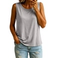 thumbnail image 3 of Built In Bra Tank Tops for Women Padded Sleeveless Tanks Casual Loose Lounge Summer Tops Fashion Cami Tank Tops Light Gray XL, 3 of 9