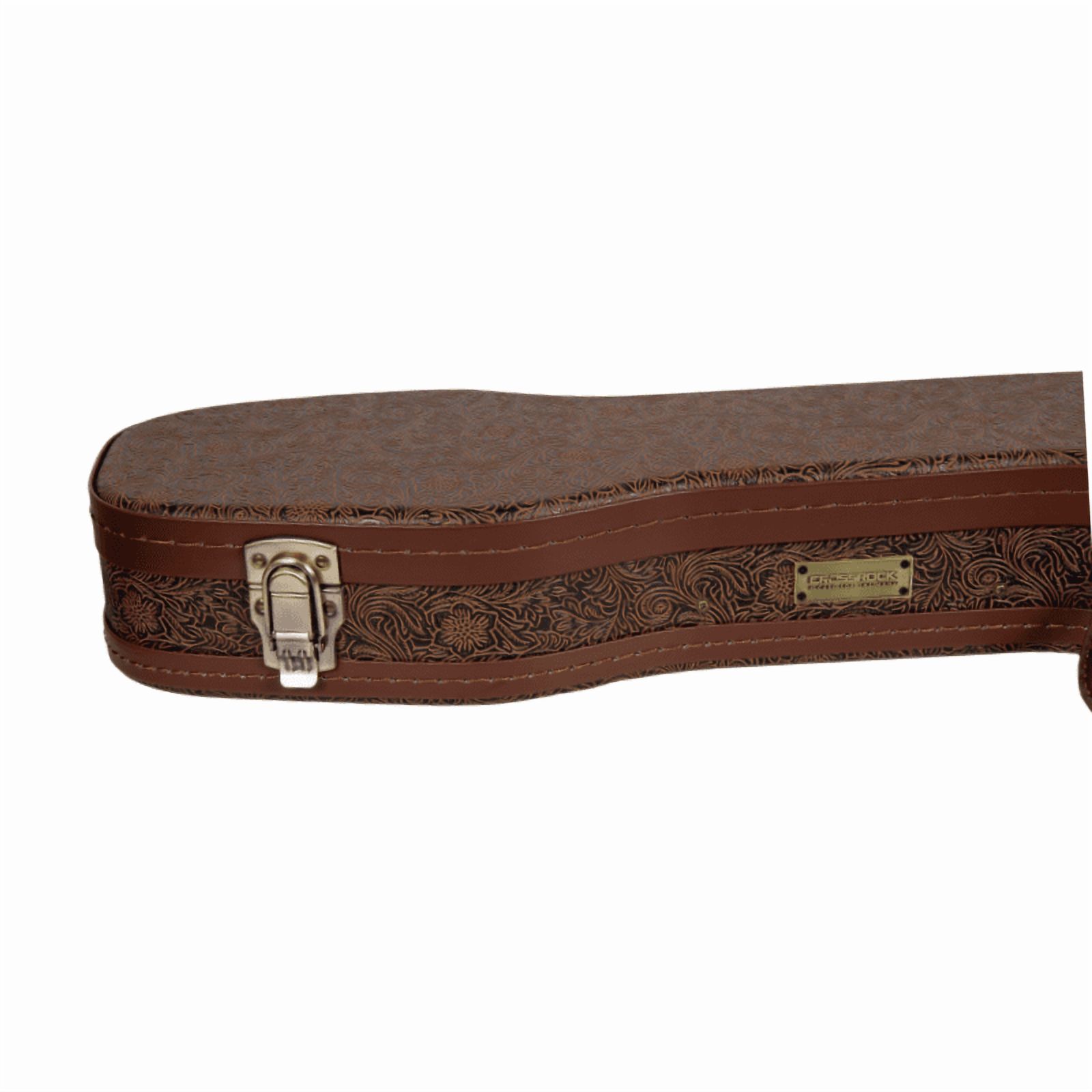 Crossrock Designer Series- Universal Wooden Case for Stratocaster and Telecaster Electric Guitars- Security Lock, Metal Feet, Storage Space- Blossom Brown
