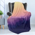 thumbnail image 4 of Mountain Soft Flannel Fleece Blanket, Picturesque Hills Along Pines in Pastel Fantasy Foggy Forest Sunrise, Cozy Plush for Indoor and Outdoor Use, 60" x 80", Violet Dark Purple Peach, by Ambesonne, 4 of 5