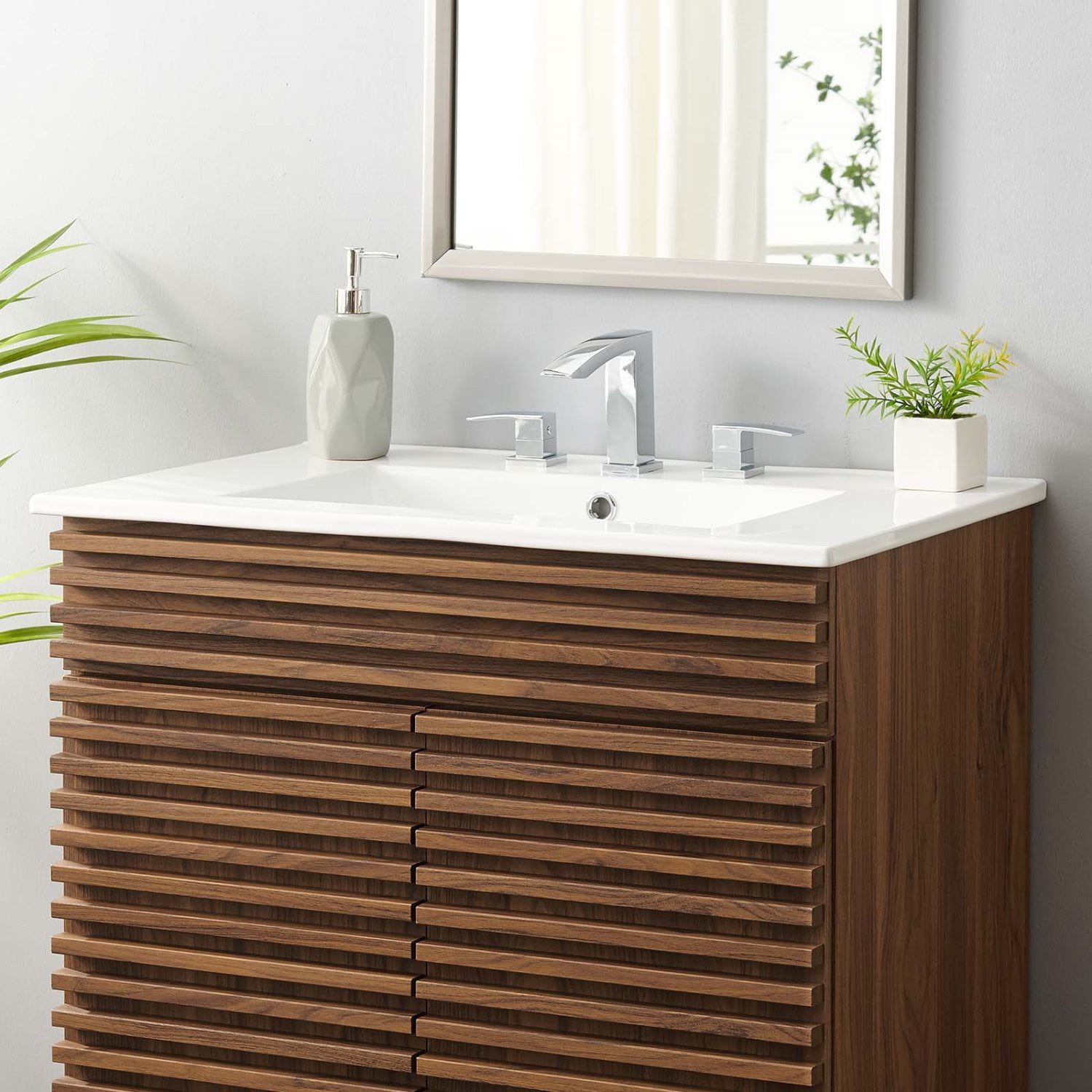 Single Vanity Sink, White, Ceramic, Hotel Bedroom Bathroom, Modern Contemporary HB33477
