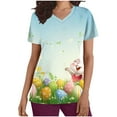 thumbnail image 2 of BEFOKA Graphic Scrub Tops Women Short Sleeve V Neck Scrub for Womens Cute Printed Nursing Uniforms Shirts with Pockets Classic Holiday Scrub Shirt, 2 of 4