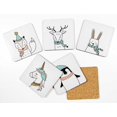 thumbnail image 2 of Inkdotpot Ensemble de 6 sous-Verres Faciles à Nettoyer 4-Zoll SquareCoasters Base en Cork-Réutilisable - Animaux d'Hiver, 2 of 8