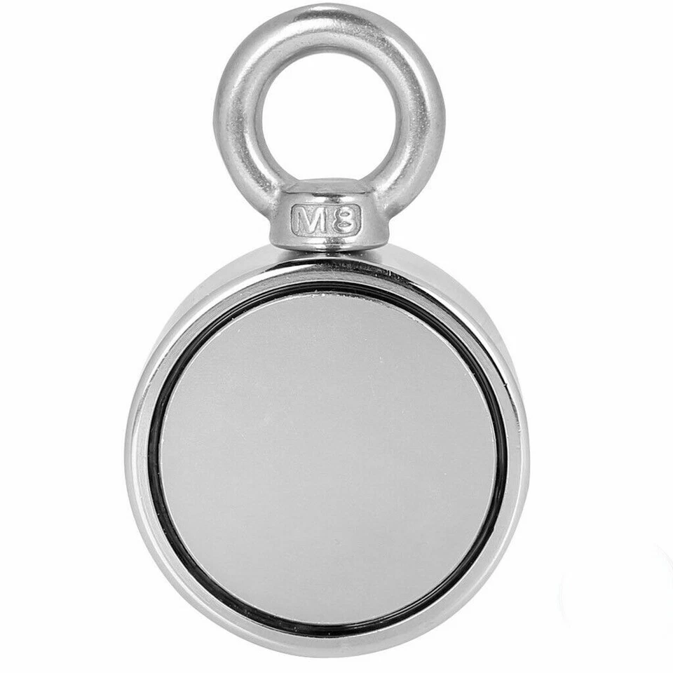 CIRCLE- 550Lbs Super Strong Pulling Force Round Double Sided Fishing Magnet Neodymium