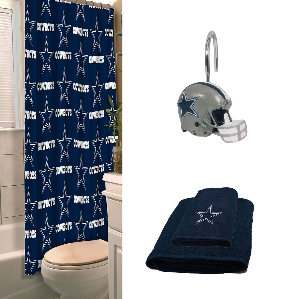 Dallas Cowboys Bath Set With Hand, Dallas Cowboys Bathroom