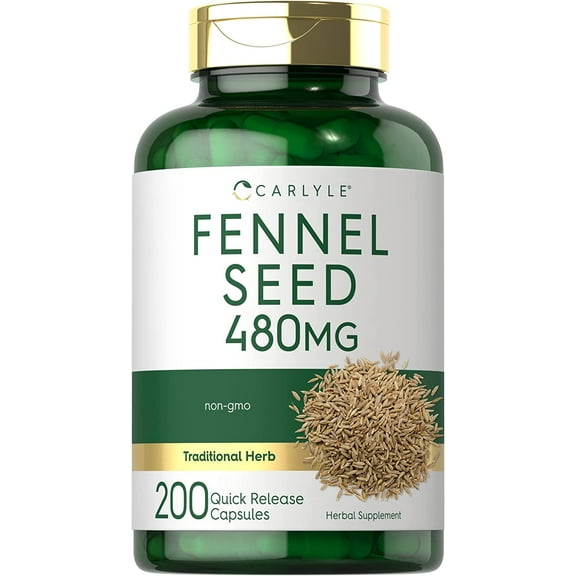 Fennel Seed 480mg | 200 Capsules | Herbal Supplement for Men and Women | by Carlyle