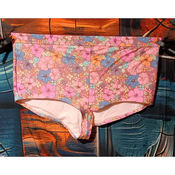 Wild Fable  3X Women's Bikini Bottoms 24/26 Multi color flower pattern High Waist Cheeky