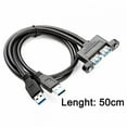thumbnail image 3 of FVH Dual USB 3.0 Male to Female Type-A Panel Type Header Cable Horizontal Flat Connector Dual Ports 50cm, 3 of 8