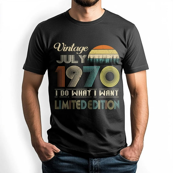 Vintage July 1970 T-Shirt - Retro Style Birthday Tee for Men - Meaningful Birthday Gift for July Born