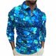 thumbnail image 2 of Blusa y camisa de manga larga con cuello vuelto para hombre, jersey de solapa de manga larga con cremallera, blusa informal con estampado BlingBling a la moda para hombre, poliéster, 2 of 5