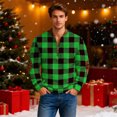 thumbnail image 7 of Men's Casual Checkered Print Semi-Zipper Retro Long Sleeve Sports Sweatshirt - Vintage Style with Check Design for Athletic and Casual Use,Green,M, 7 of 7