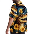 thumbnail image 3 of Crocodile Starry Sky Sunflower Men's Spread Collar Tops, Casual Button Down Shirts for Summer Beach, Printed Short Sleeve Shirts - Unisex, 3 of 6