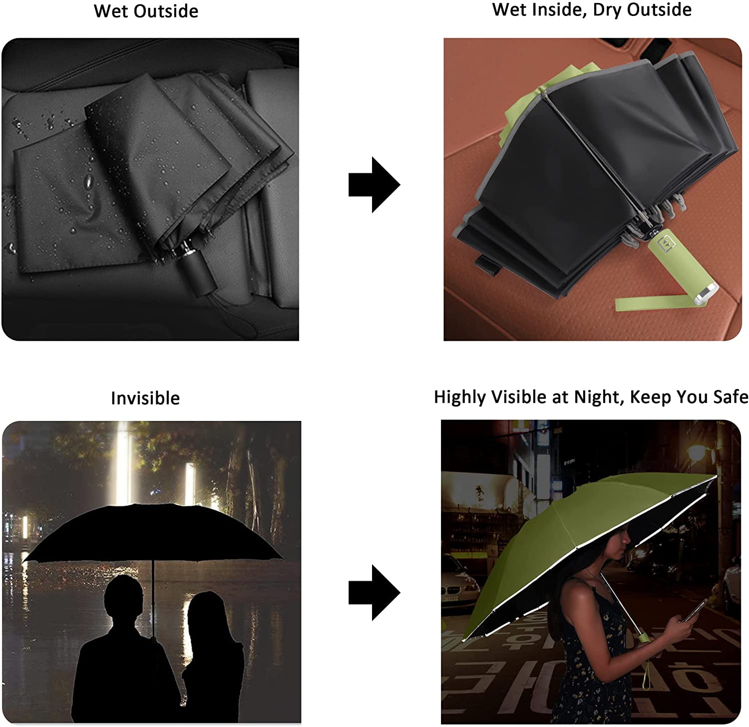 NANAHuang Inverted UV Umbrella for Rain and Sun Medium Size UPF 50+ Rverse Compact Umbrella Auto Open Close