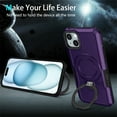 thumbnail image 4 of Decase for iPhone 15 with  Built-in Ring Holder Stand Case,Military Grade Shockproof Protective,Slim Rugged Anti-Scratch Non-Slip Hard Phone Cover Case for iPhone 15,Darkpurple, 4 of 7