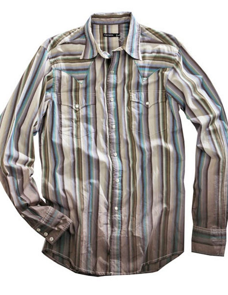 Tin Haul Western Shirt Mens L/S Snap Ombre Brown 1000100680346 BR