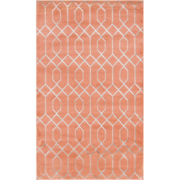 Marilyn Monroe Geometric Modern Area Rug, Silver/Orange, 96" x 60"