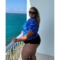 thumbnail image 2 of TIYOMI Plus Size Women's Surfing Swim Tops 2X Blue Floral Short Sleeve Shirts Rash Guard Flower Workout Pullover UPF 50+ Sun Protection Swimsuit Tops 2XL 18W 20W, 2 of 4