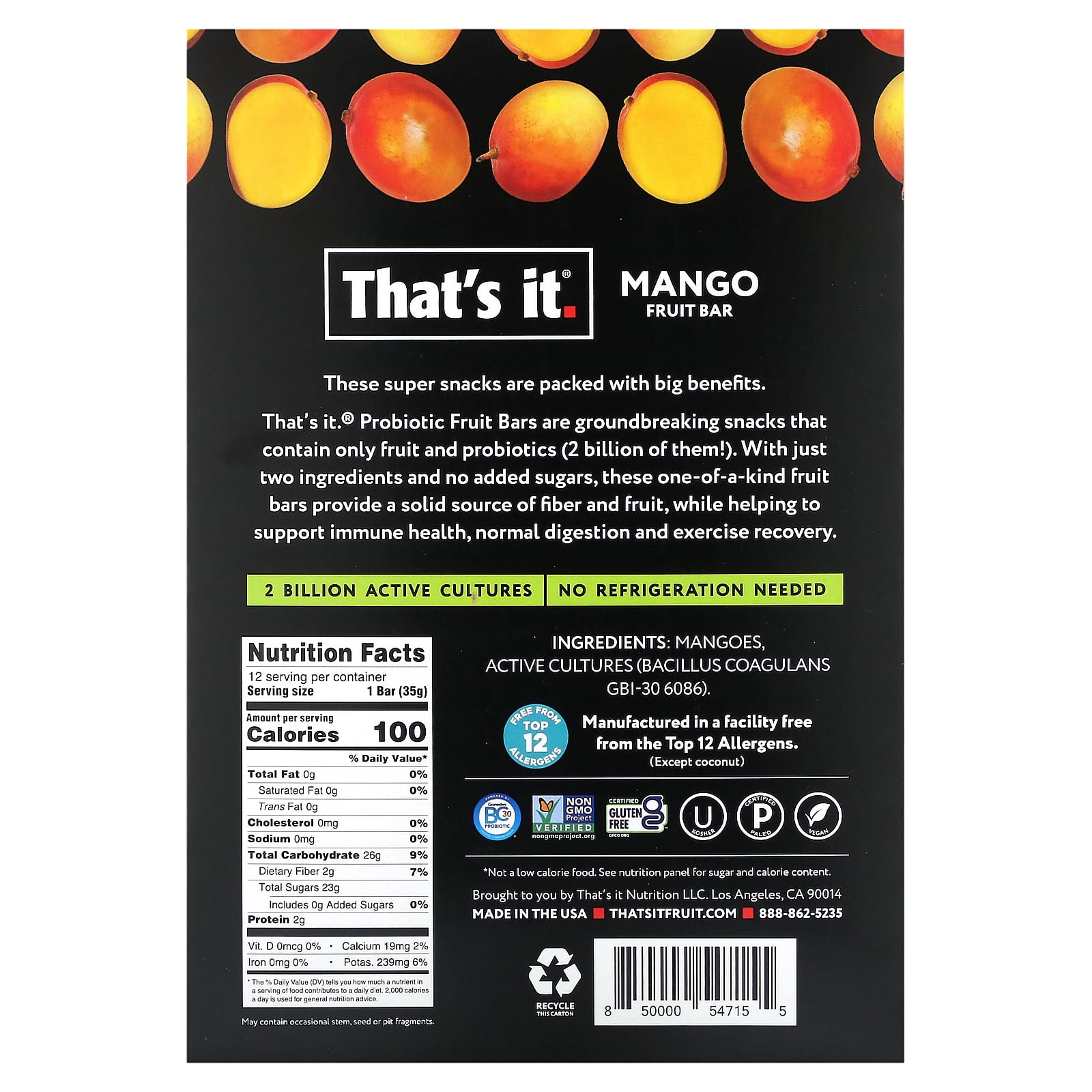 That's it. Apple + Mango Probiotic Bars (12 Pack)