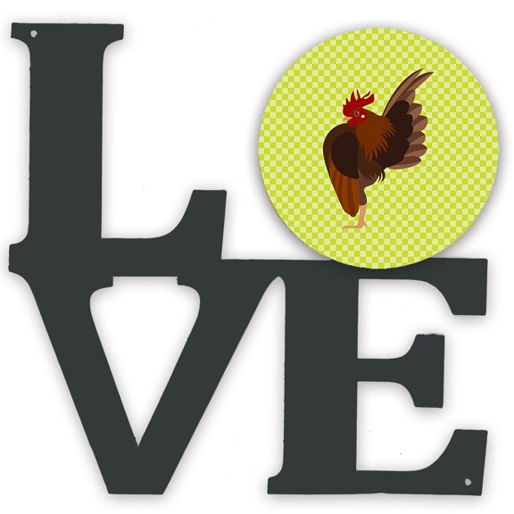 Malaysian Serama Chicken Green Metal Wall Artwork LOVE