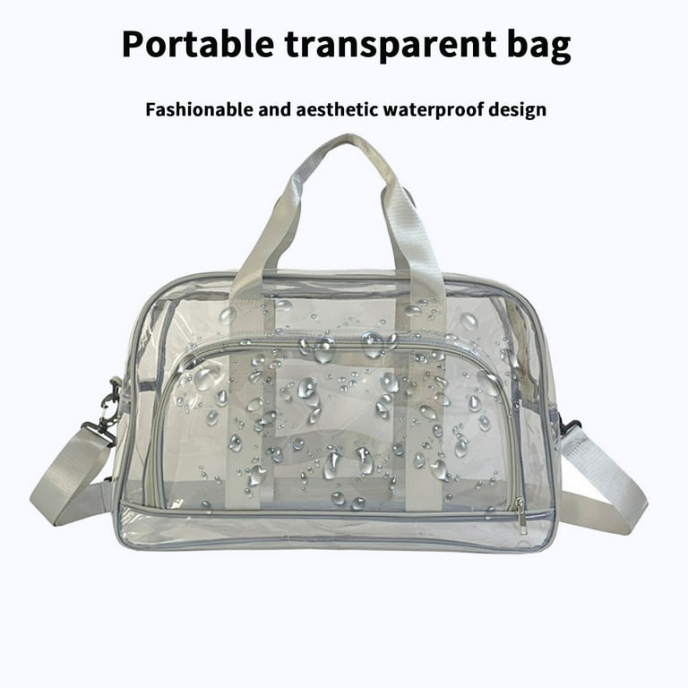 Wovilon Clear Bag for Travel Plastic Clear Tote Bag with Adjustable Strap Transparent See Through Bag Waterproof Stadium Approved