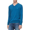 thumbnail image 1 of Calvin Klein Mens Ribbed V-neck Pullover Sweater, Blue, XX-Large, 1 of 1