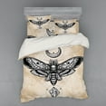 thumbnail image 2 of Fantasy Duvet Cover Set, Dead Head Hawk Moth Luna and Stone Magic Skull Illustration, Bedding Set with Shams and Fitted Sheet, 3 Sizes, by Ambesonne, 2 of 3