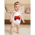 thumbnail image 6 of Miaouyo Infant Baby Girls Boys Knit Romper 0 3 6 12 18 Months Fashionable Fire Truck Embroidery Square Neck Sleeveless Jumpsuits, 6 of 9