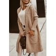 thumbnail image 3 of Suéter de otoño e invierno, cárdigan con solapa, capucha, largo, letra, chaqueta de punto suelta de lana, 3 of 6