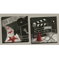 thumbnail image 1 of Movie Night! Classic Red, Grey and Black Film Reel and Director Chair Signs; Two 12x12in Hand-Stretched Canvases, 1 of 1