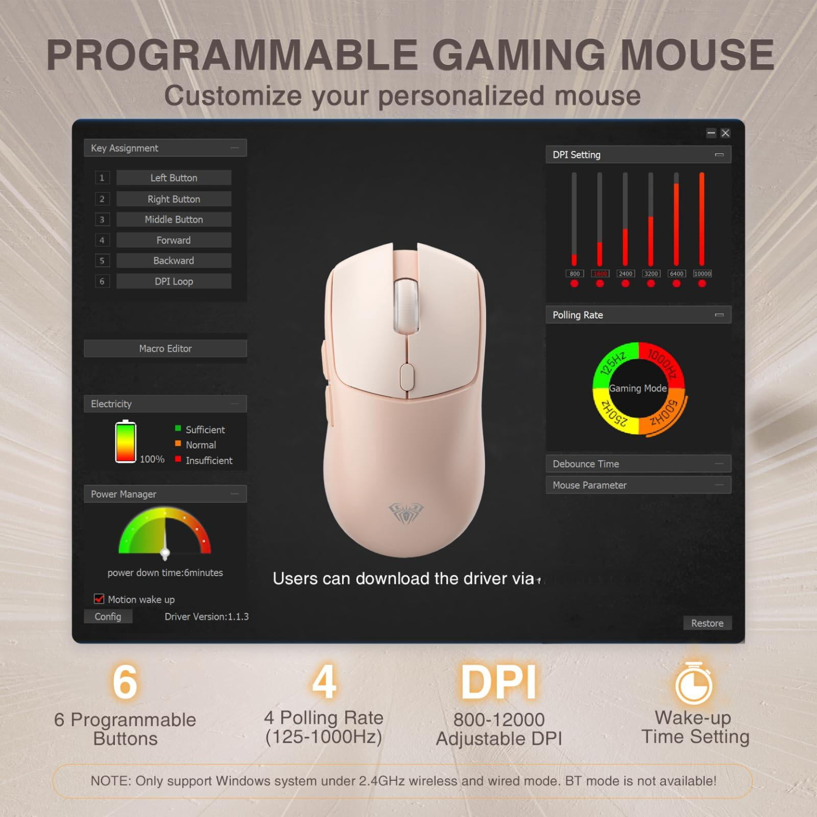 Sc580x Wireless Gaming Mouse  Tri-mode 2.4g/bt5.0/usb-c Mice With 12000 Dpi 6 Buttons Rechargeable Computer For Laptop/pc/mac/tablet