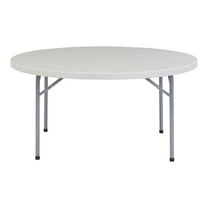 Pemberly Row 60" Round Plastic Heavy Duty Folding Table in Speckled Gray