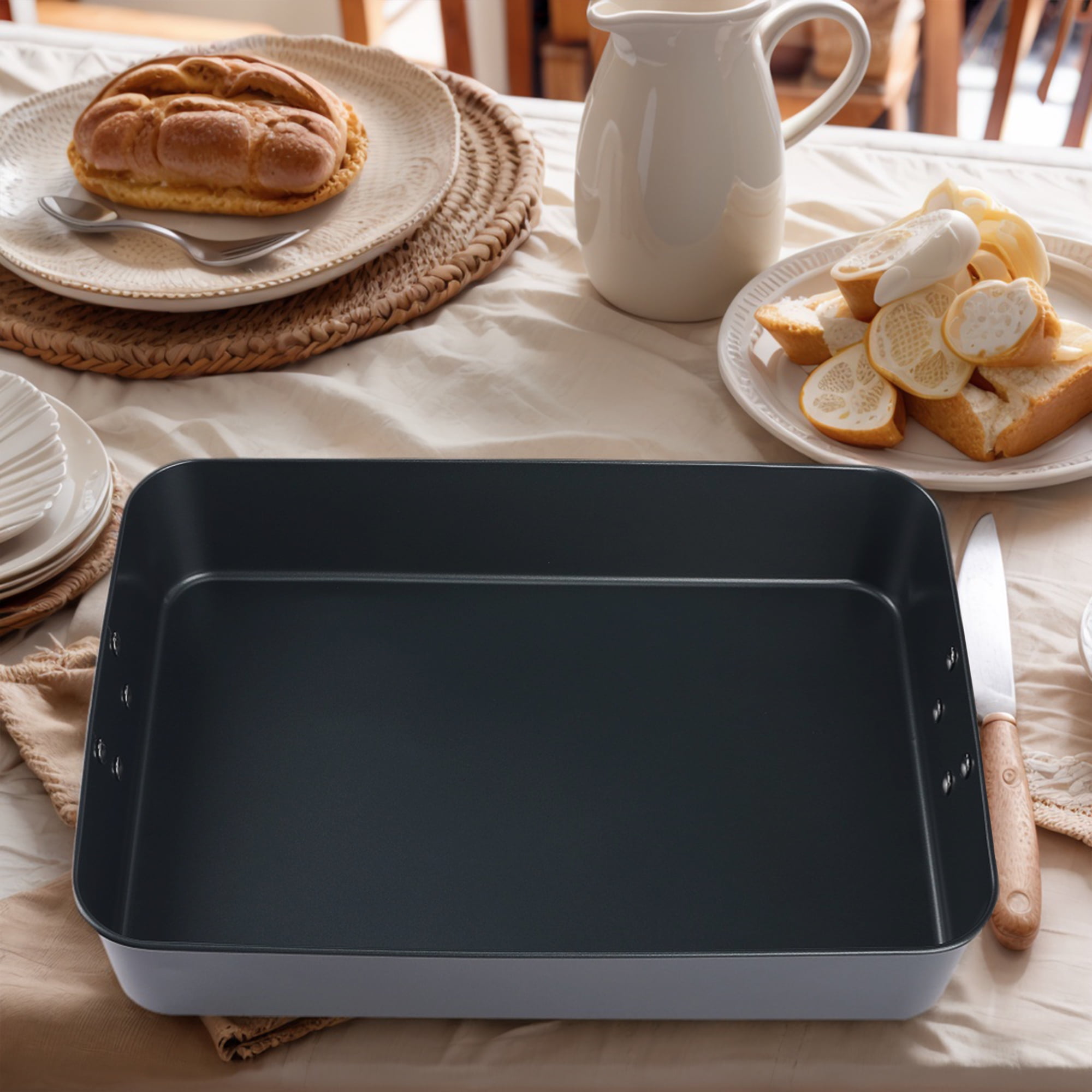 Unique Bargains Set of 2 Baking Sheet Nonstick Cake Pan Black 16.1*11.6*3.1in
