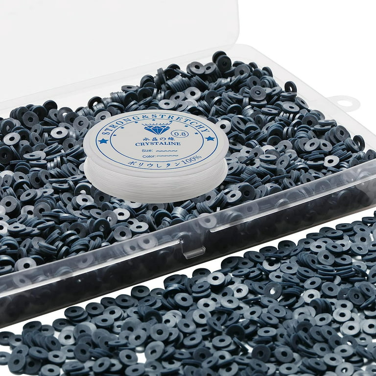 4000 Pcs Dark Blue Clay Beads for Bracelets Making, Polymer Spacer