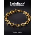 thumbnail image 7 of ChainsHouse 14K Gold Plated Men's Bracelets 9mm Chain Bracelet for Men Stainless Steel Jewelry Birthday Christmas Valentines Fayher's Day Gift for Him Boyfriend Husband Son, 7.5/8.3 Inch, 7 of 7