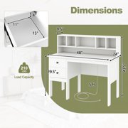 Topbuy Computer Desk Studying Writing Desk Workstation w/Storage Shelf & Drawers for Home Office