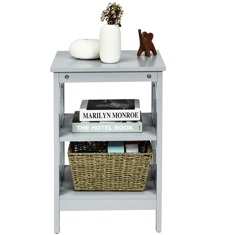 Finihen End Side Table, Sofa Side Table, Bed Side Table, 2 Pieces 3-tier Nightstand Sofa Side End Accent Table Storage Display Shelf, for Living Room, Bedroom, Gray Finihen End Side Table, Sofa Side Table, Bed Side Table, 2 Pieces 3-tier Nightstand Sofa Side End Accent Table Storage Display Shelf, for Living Room, Bedroom, Gray