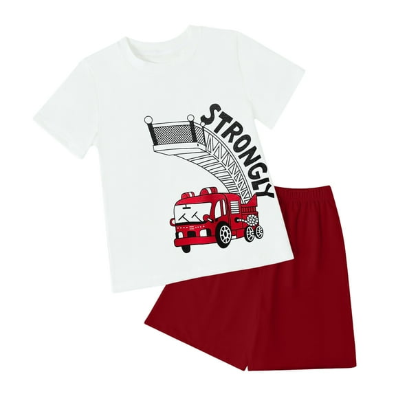 NIEWTR Baby Boy Outfit Flag Embroidery Short Sleeve T Shirt And Shorts Set Toddler Boy Summer Clothes Dailywear Set Summer Outfit (6-7 Years,Red)