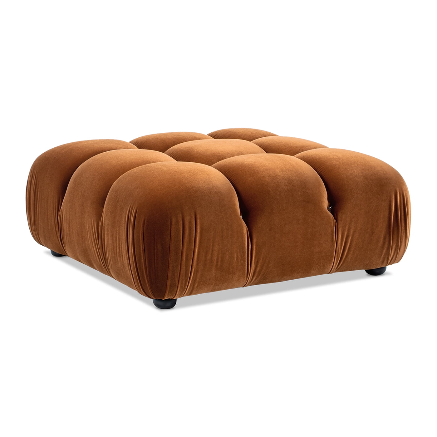Marcel 36" Bubble Modular Modern Cocktail Ottoman with Orange Performance Velvet