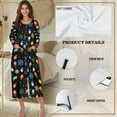 thumbnail image 6 of Xoenoiee Colorful Bulb Snowflake Print Women Zipper Robes Christmas Full Length Nightgown Bathrobe Xmas Lightweight House Coat with Pockets Long Sleeves Loungewear, Size S, 6 of 7