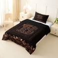 thumbnail image 2 of Erosebridal Brown Leopard Print Twin Comforter Sets for Girls Women, Monogrammed B Bedding Set, Black Reversible 2pcs, 1 Comforter and 1 Pillowcase, 2 of 6