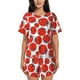 thumbnail image 1 of Balery Hand Drawn Tomatoes Conjunto de Pijama para Mujer con Estampado, Dos Piezas de Manga Corta y Shorts, Ropa de Dormir Suave con Cuello Redondo y Bolsillos-Small, 1 of 6