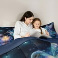 thumbnail image 5 of Manfei Dreamy Glitter Hummingbird Bedding Comforter Set, Bling Lotus Twin Comforter Sets, Stars Starry Sky Reversible Bedding Set, Lightweight Room Decor, 2 Pieces, 5 of 9